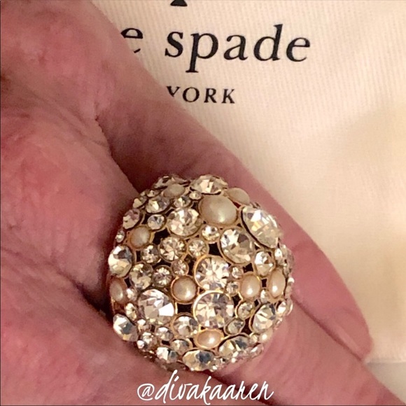 Kate Spade NEW SIZES Bauble Ring Pearls/Crystal - Picture 2 of 10